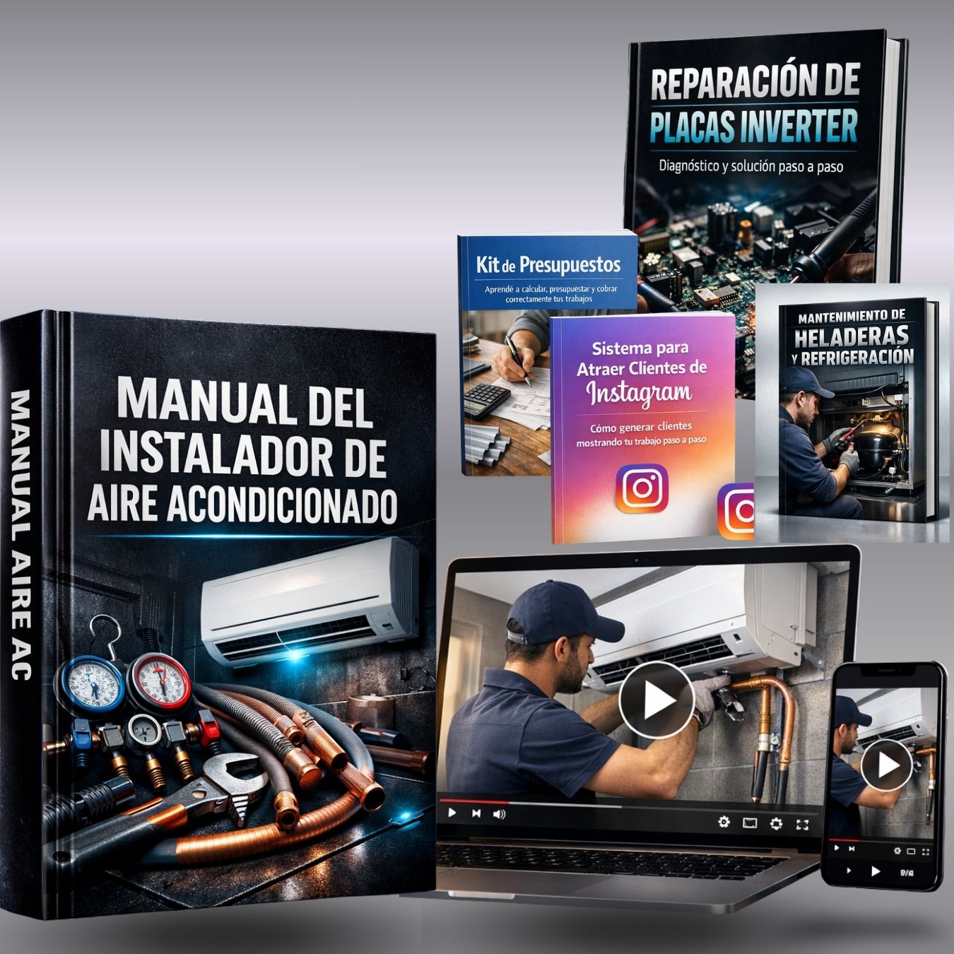 Sistema Aire Acondicionado Pro ( Curso en video aulas + Manual de instalacion + 4 HERRAMIENTAS Bonus PRO )
